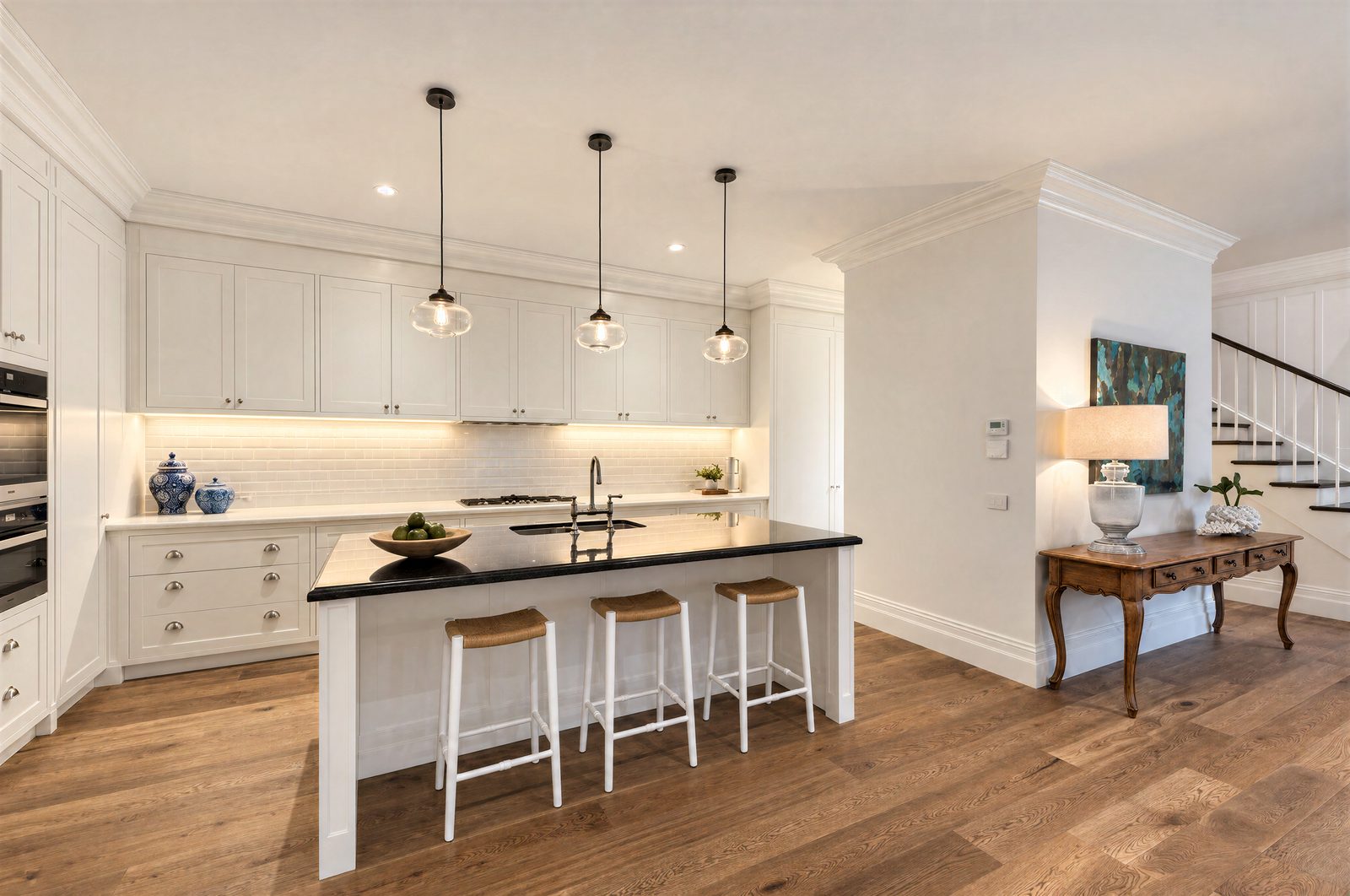 Shaker-style kitchen with an island